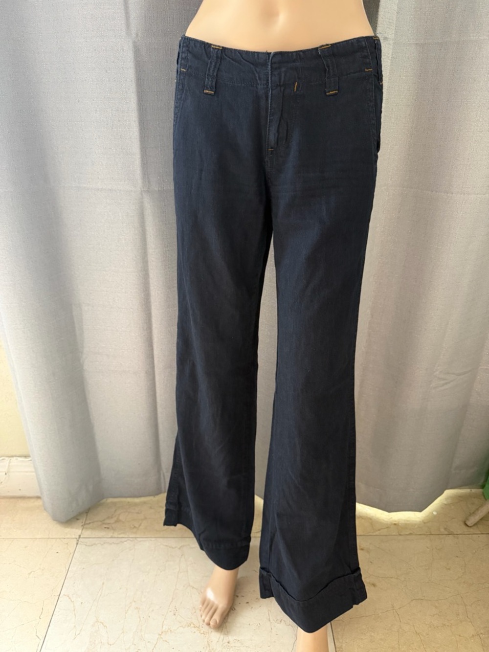 High-Waist Wide Leg Navy Pants size 3 small - Picture 2 of 6